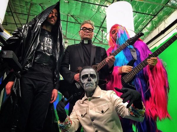 Meme, Joselo, Quique y Rubén en el backstage de la filmación del video. Noviembre del 2016.